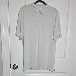 01.Algo Men's Light Gray Polo Shirt with Subtle Stripe Texture Quick Dry Size XL